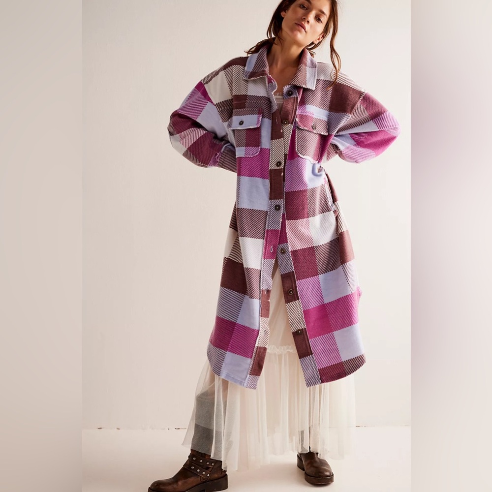We The Free Plaid Long Ruby Free People
